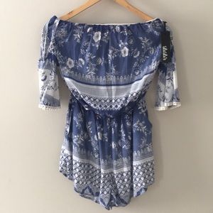 Off the shoulder floral romper